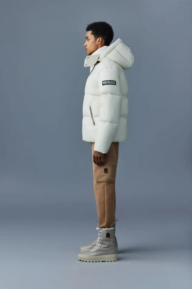 Downs and Parkas Men Mackage KENTZ Lustrous Down Jacket With Hood Sapphire