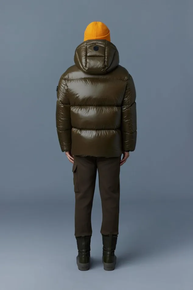 Downs and Parkas Men Mackage KENTZ Lustrous Down Jacket With Hood Sapphire