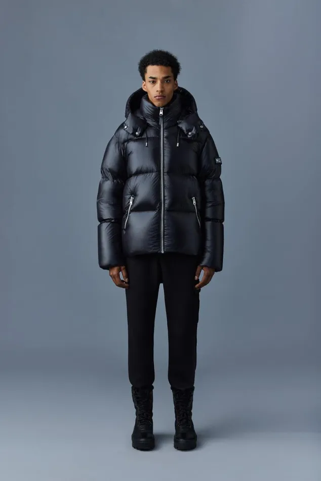 Downs and Parkas Men Mackage KENTZ Lustrous Down Jacket With Hood Sapphire