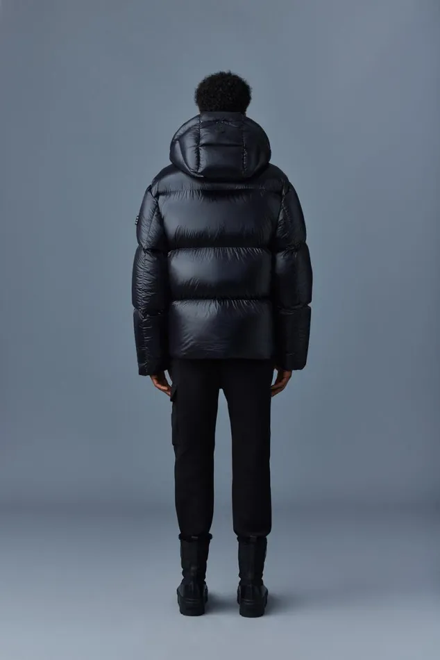 Downs and Parkas Men Mackage KENTZ Lustrous Down Jacket With Hood Sapphire