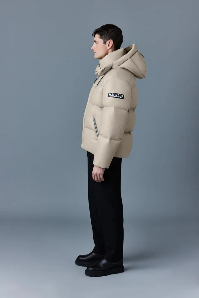 Downs and Parkas Men Mackage KENTZ Lustrous Down Jacket With Hood Sapphire