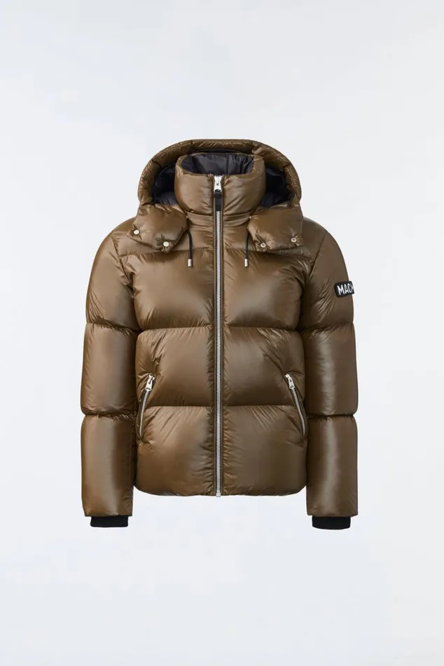 Downs and Parkas Men Mackage KENTZ Lustrous Down Jacket With Hood Sapphire