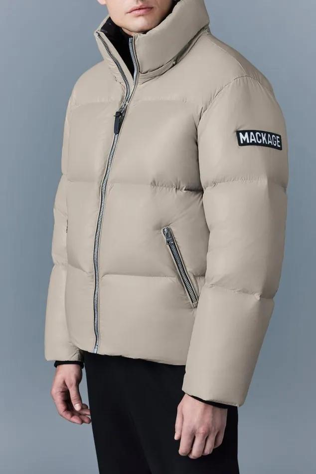 Downs and Parkas Men Mackage KENTZ Lustrous Down Jacket With Hood Sapphire