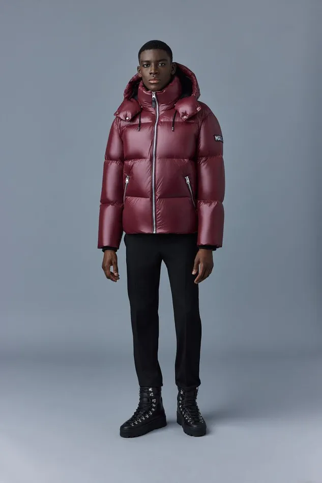 Downs and Parkas Men Mackage KENTZ Lustrous Down Jacket With Hood Sapphire