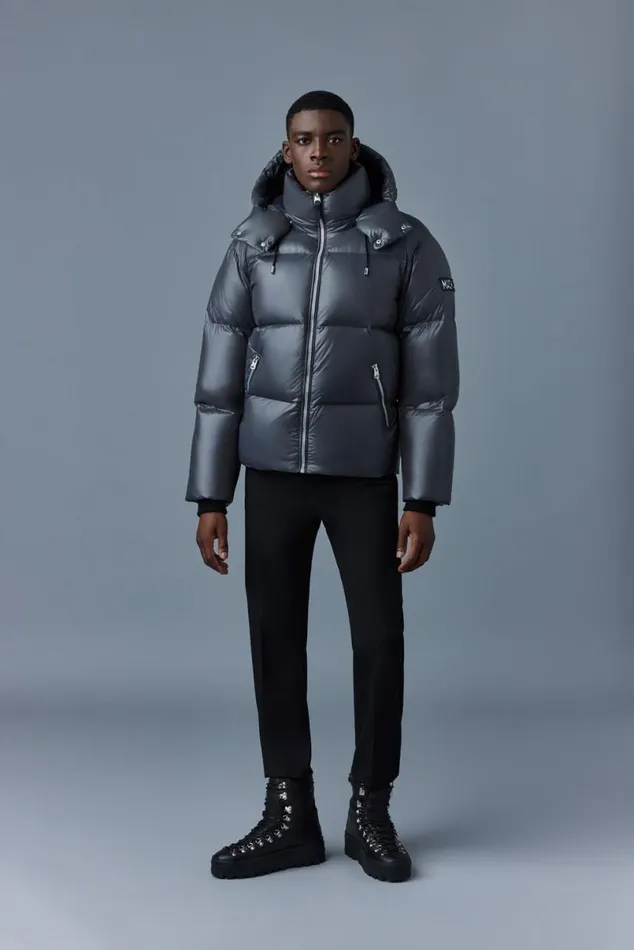 Downs and Parkas Men Mackage KENTZ Lustrous Down Jacket With Hood Sapphire