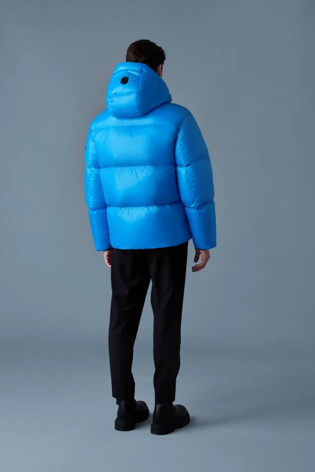 Downs and Parkas Men Mackage KENTZ Lustrous Down Jacket With Hood Sapphire