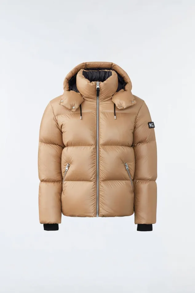Downs and Parkas Men Mackage KENTZ Lustrous Down Jacket With Hood Sapphire