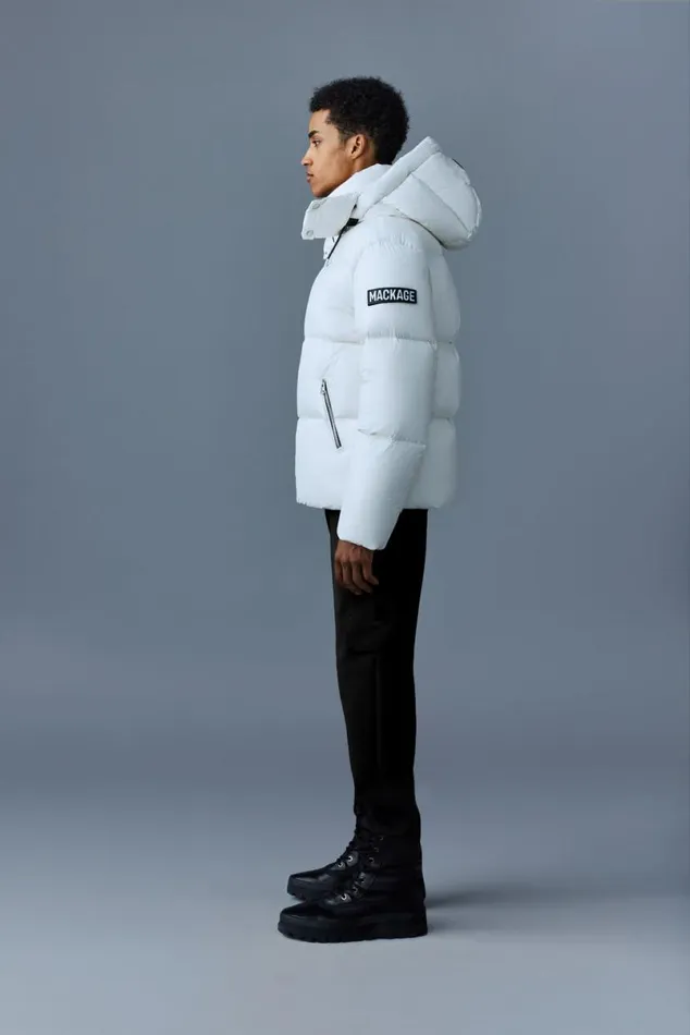 Downs and Parkas Men Mackage KENTZ Lustrous Down Jacket With Hood Sapphire
