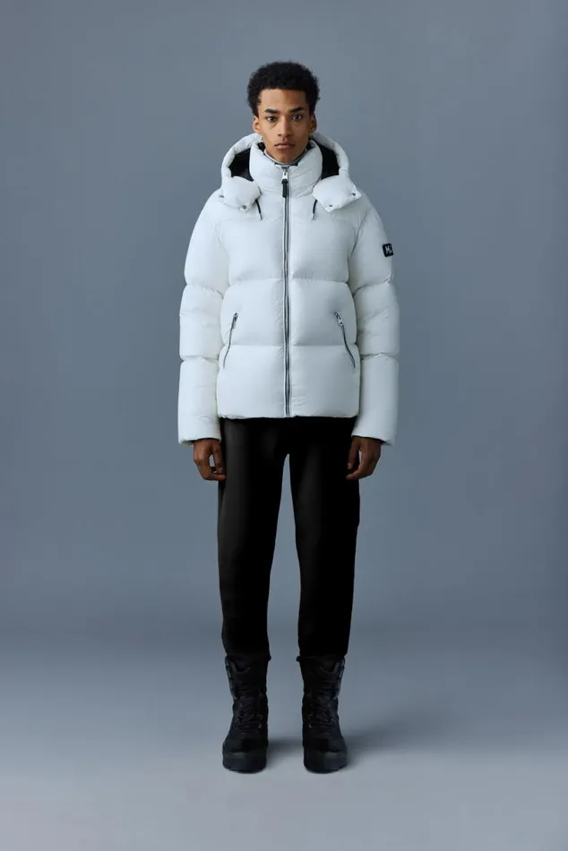 Downs and Parkas Men Mackage KENTZ Lustrous Down Jacket With Hood Sapphire