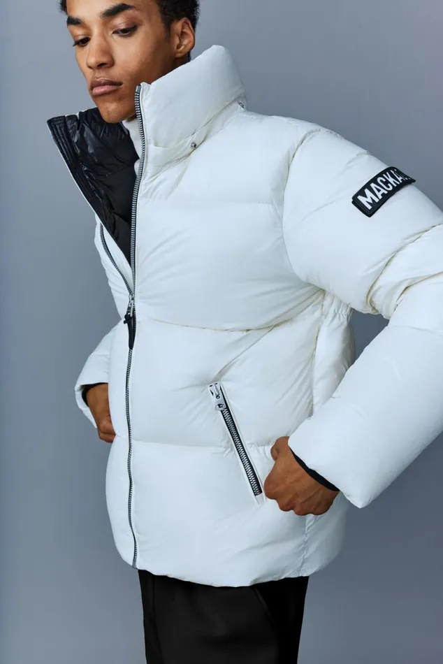 Downs and Parkas Men Mackage KENTZ Lustrous Down Jacket With Hood Sapphire
