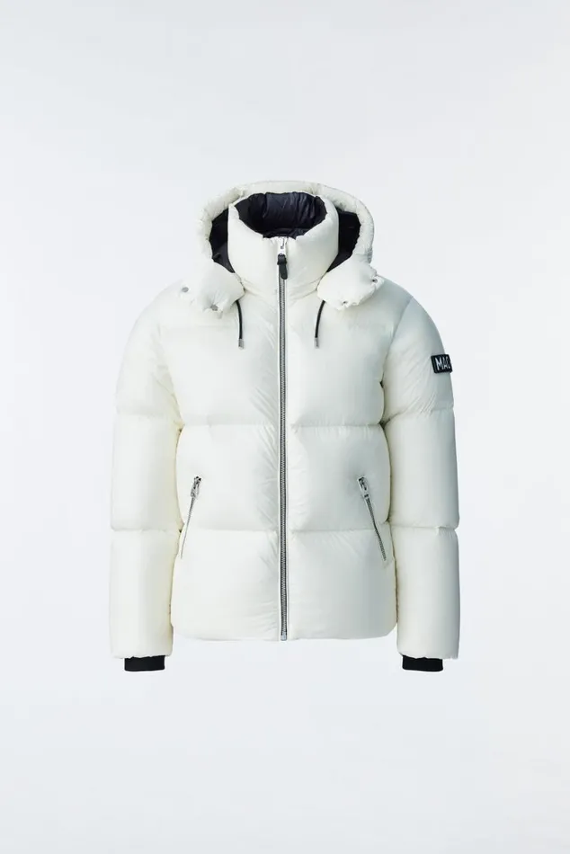 Downs and Parkas Men Mackage KENTZ Lustrous Down Jacket With Hood Sapphire