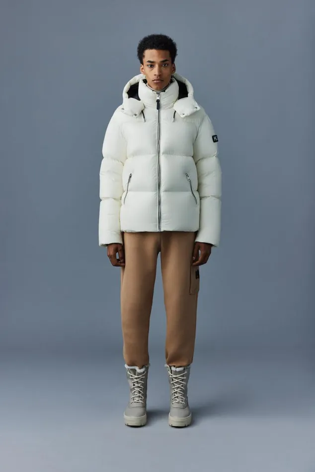 Downs and Parkas Men Mackage KENTZ Lustrous Down Jacket With Hood Sapphire