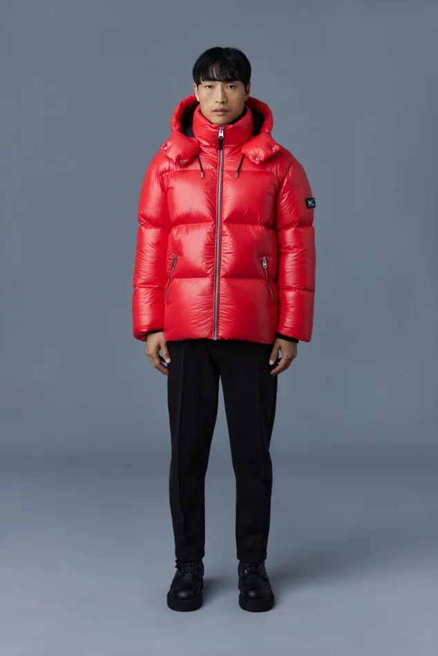 Downs and Parkas Men Mackage KENTZ Lustrous Down Jacket With Hood Sapphire