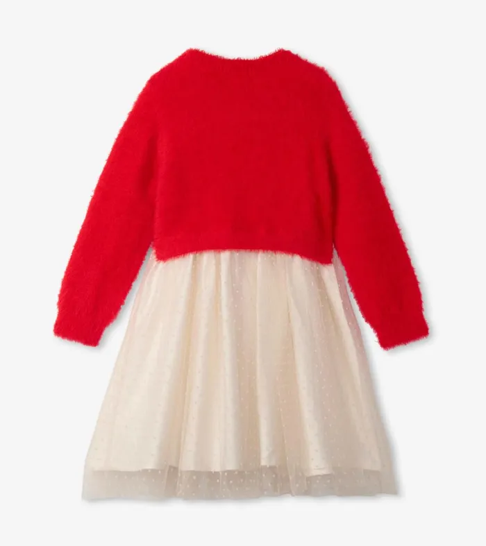 Dresses Girls Hatley Girls Holiday Deer Mix Media Dress