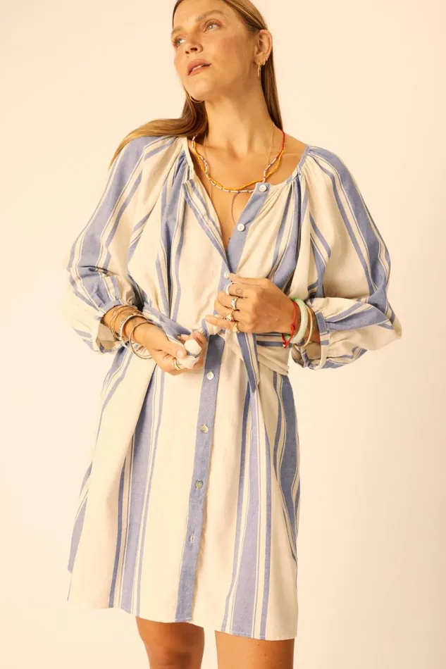 Dresses Shop Natalie Martin ALEX SHORT DRESS French Stripe Blue