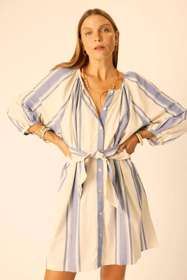 Dresses Shop Natalie Martin ALEX SHORT DRESS French Stripe Blue