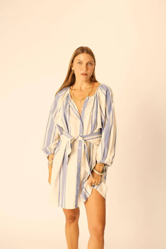 Dresses Shop Natalie Martin ALEX SHORT DRESS French Stripe Blue