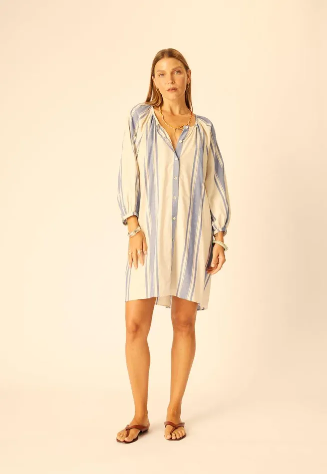 Dresses Shop Natalie Martin ALEX SHORT DRESS French Stripe Blue