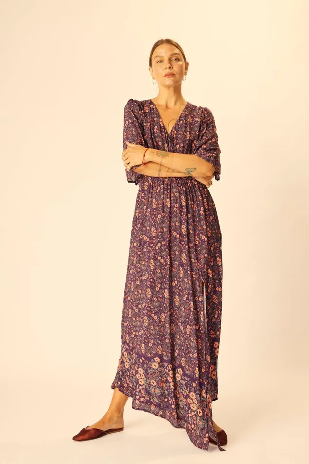 Dresses Shop Natalie Martin COCO MAXI Petite Fleur Aubergine