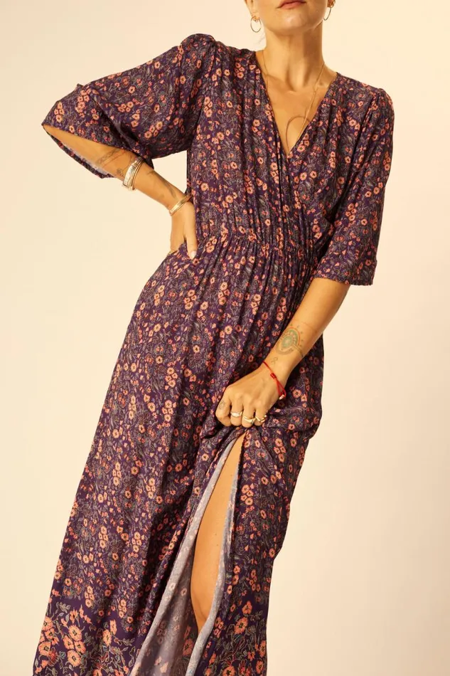 Dresses Shop Natalie Martin COCO MAXI Petite Fleur Aubergine