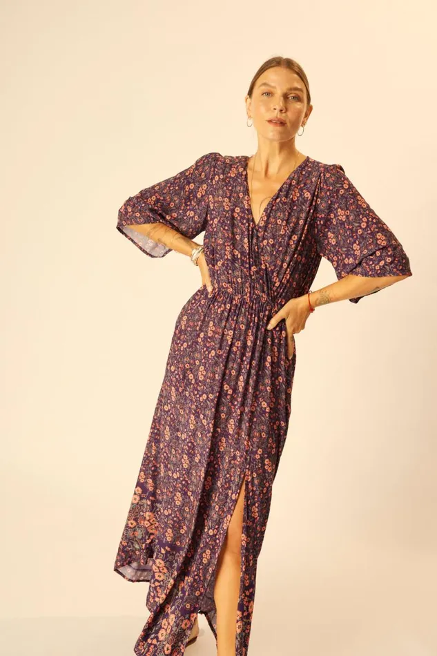 Dresses Shop Natalie Martin COCO MAXI Petite Fleur Aubergine