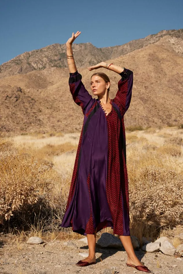 Dresses Shop Natalie Martin FIORE MAXI Block Zigzag Aubergine
