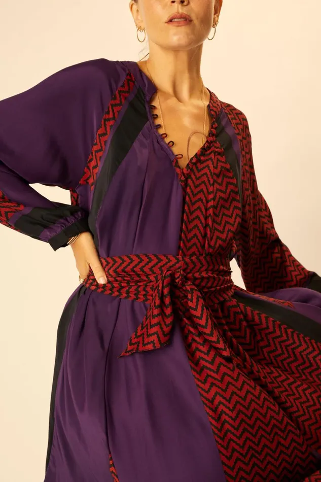 Dresses Shop Natalie Martin FIORE MAXI Block Zigzag Aubergine