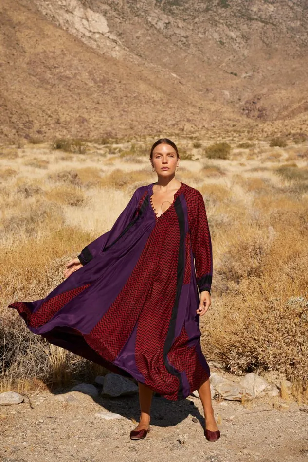 Dresses Shop Natalie Martin FIORE MAXI Block Zigzag Aubergine