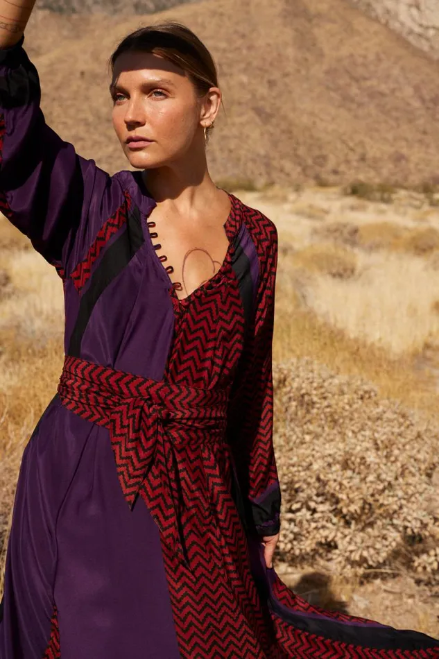 Dresses Shop Natalie Martin FIORE MAXI Block Zigzag Aubergine