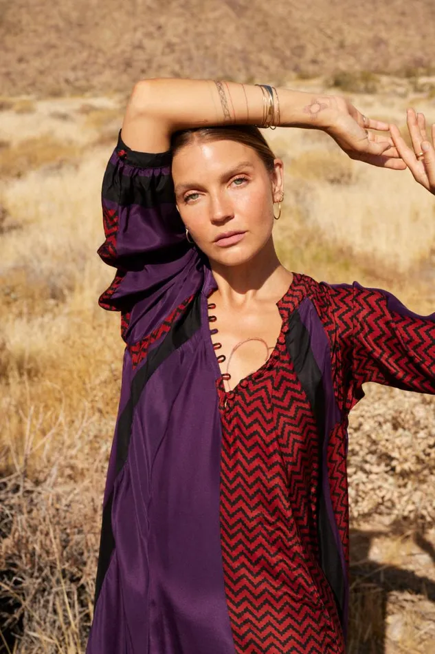 Dresses Shop Natalie Martin FIORE MAXI Block Zigzag Aubergine