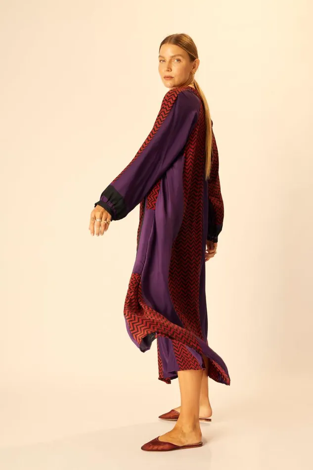 Dresses Shop Natalie Martin FIORE MAXI Block Zigzag Aubergine