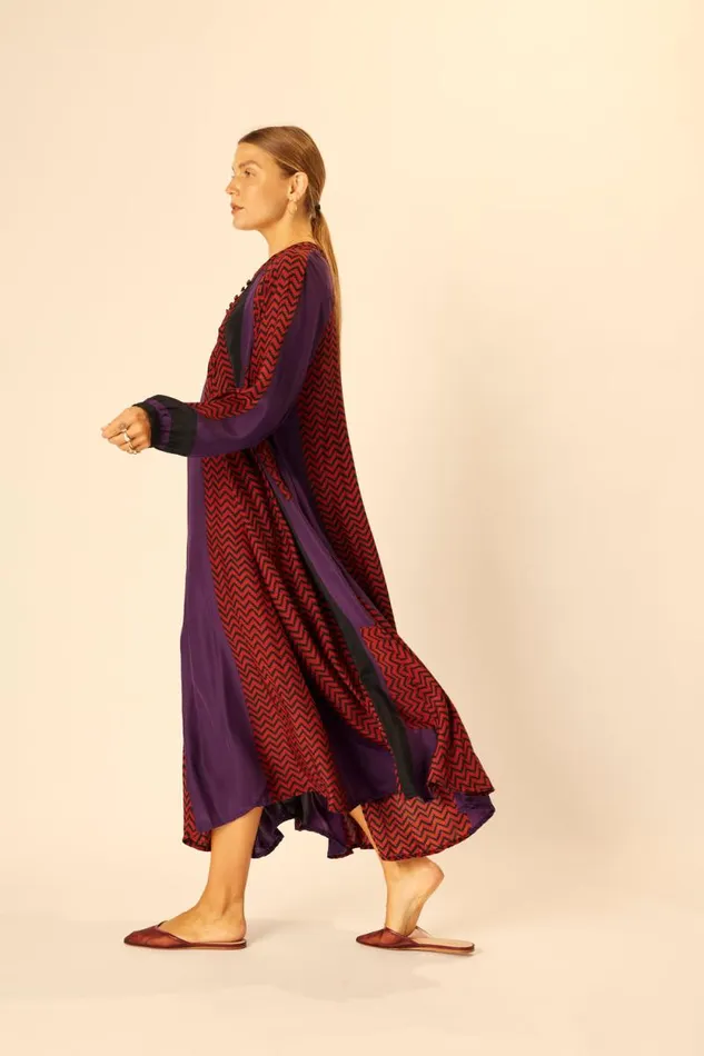Dresses Shop Natalie Martin FIORE MAXI Block Zigzag Aubergine