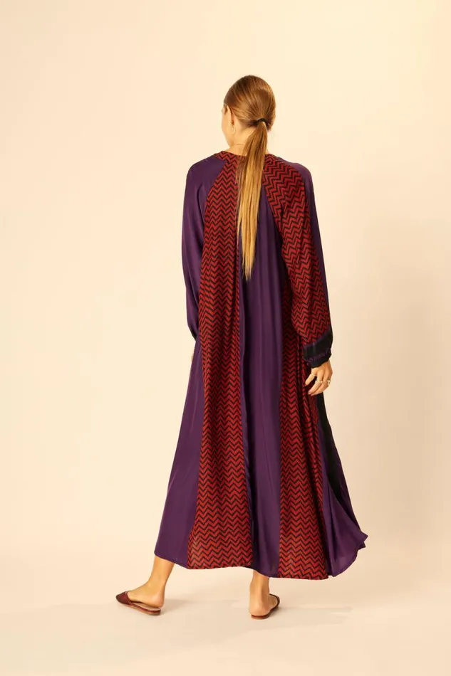 Dresses Shop Natalie Martin FIORE MAXI Block Zigzag Aubergine