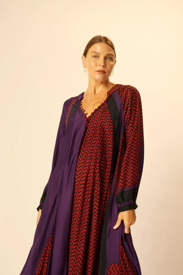 Dresses Shop Natalie Martin FIORE MAXI Block Zigzag Aubergine
