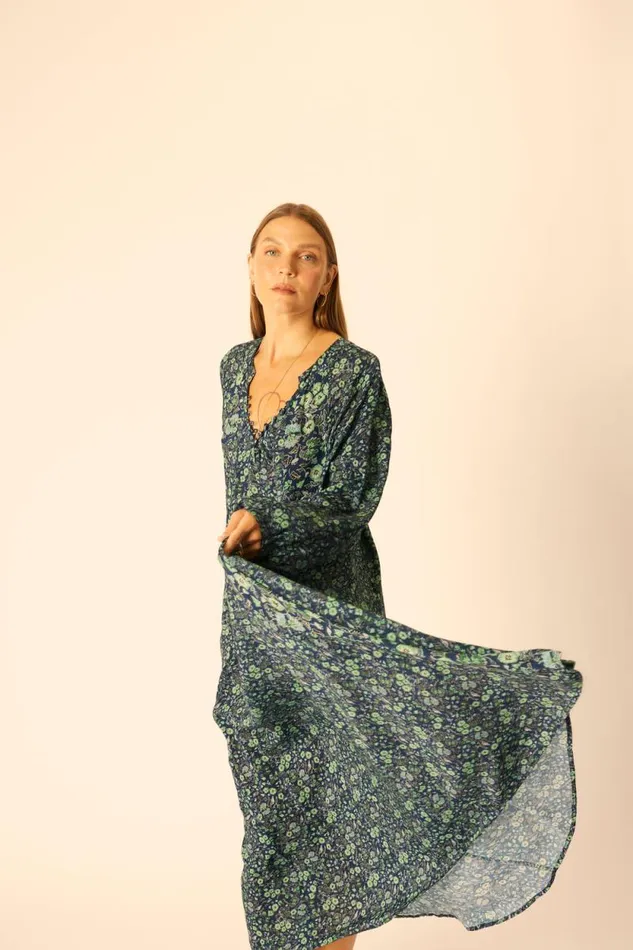 Dresses Shop Natalie Martin FIORE MAXI Petite Fleur Marine