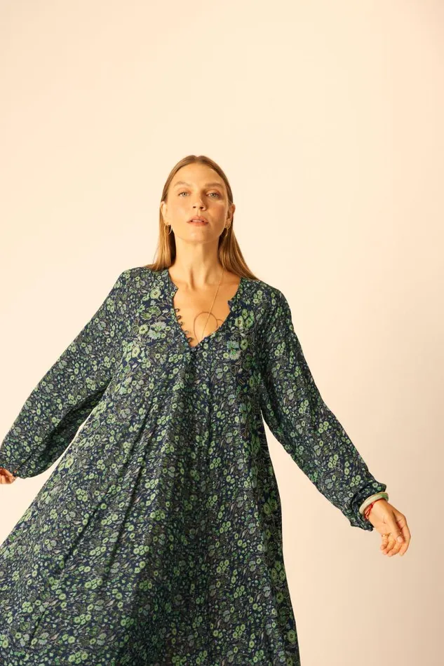 Dresses Shop Natalie Martin FIORE MAXI Petite Fleur Marine