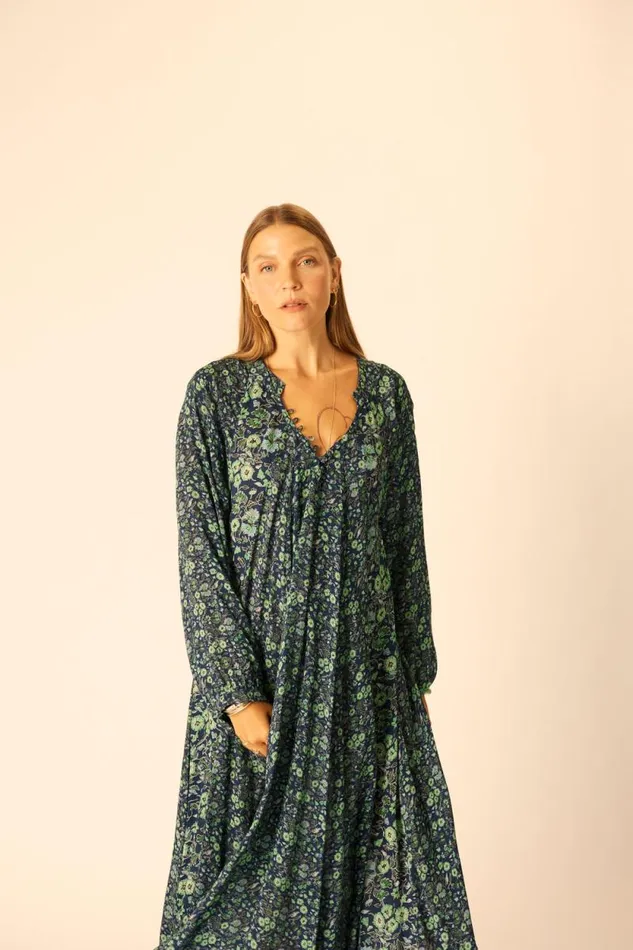 Dresses Shop Natalie Martin FIORE MAXI Petite Fleur Marine