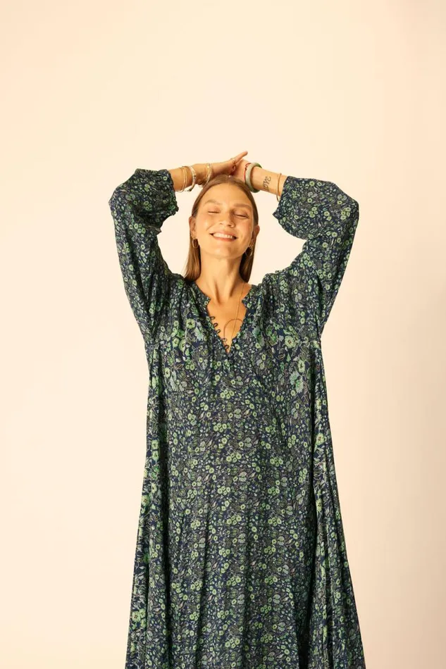 Dresses Shop Natalie Martin FIORE MAXI Petite Fleur Marine