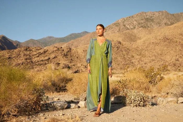 Dresses Shop Natalie Martin KATE LONG SLEEVE MAXI Block Zigzag Lime