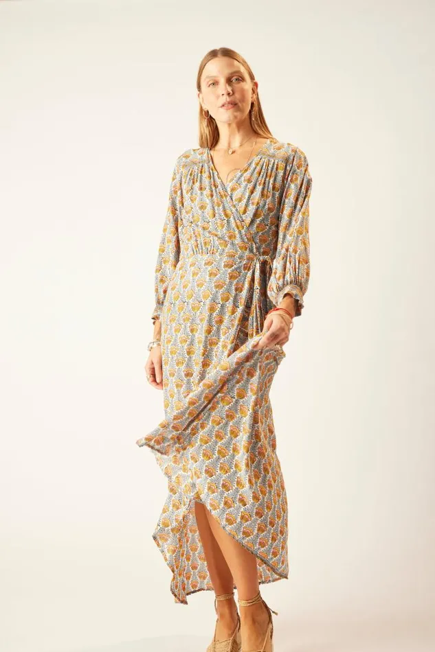 Dresses Shop Natalie Martin KATE LONG SLEEVE MAXI Tulip French Blue