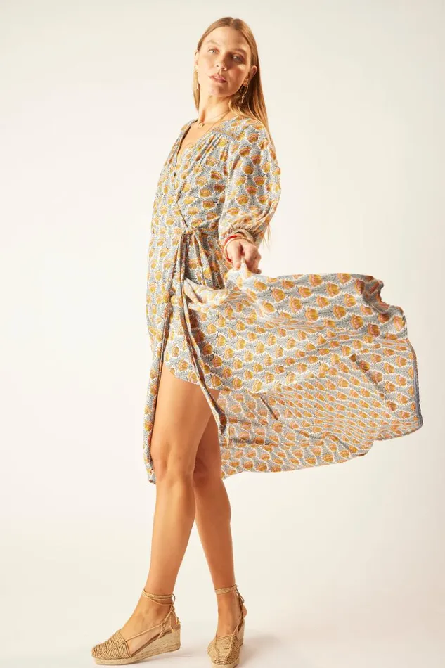 Dresses Shop Natalie Martin KATE LONG SLEEVE MAXI Tulip French Blue