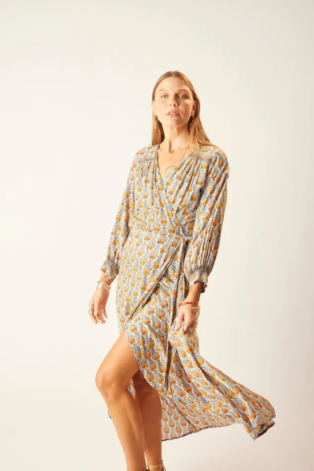 Dresses Shop Natalie Martin KATE LONG SLEEVE MAXI Tulip French Blue