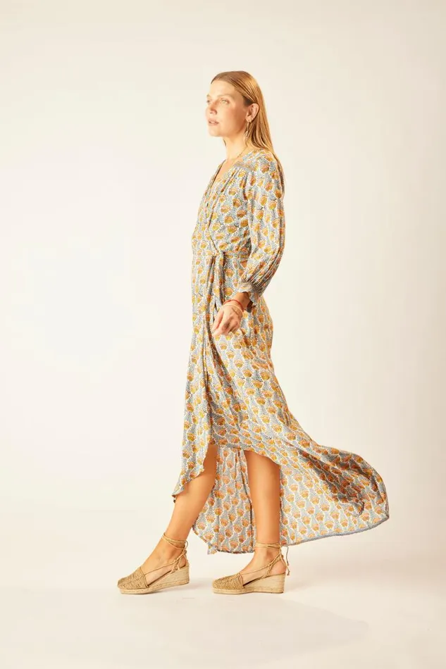 Dresses Shop Natalie Martin KATE LONG SLEEVE MAXI Tulip French Blue