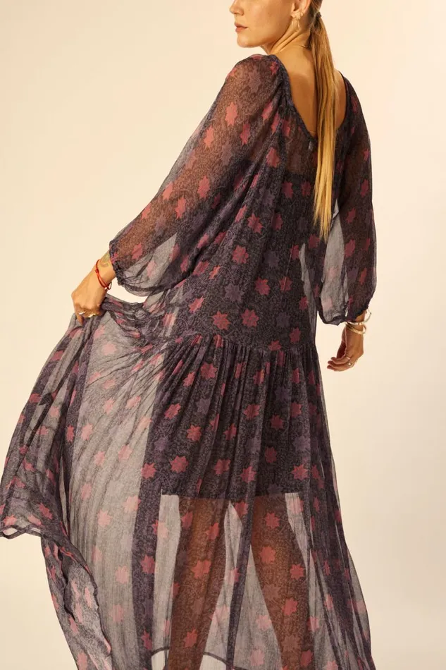 Dresses Shop Natalie Martin LAINEY DRESS WITH SASH Snowflake Aubergine