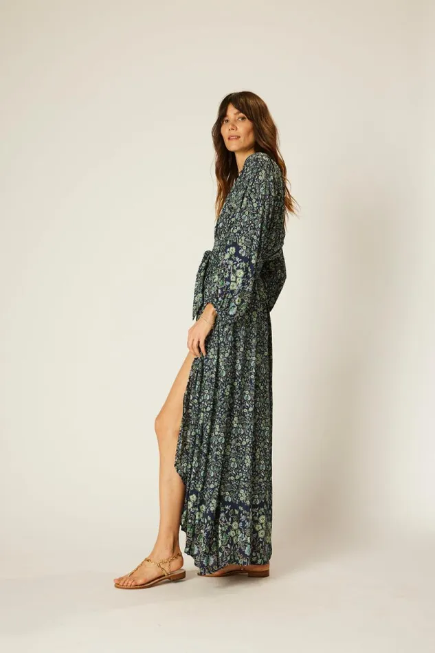 Dresses Shop Natalie Martin NICO LS MAXI WITH SASH Petite Fleur Marine