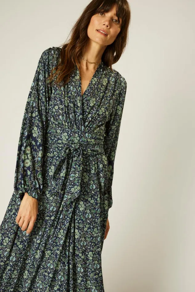 Dresses Shop Natalie Martin NICO LS MAXI WITH SASH Petite Fleur Marine