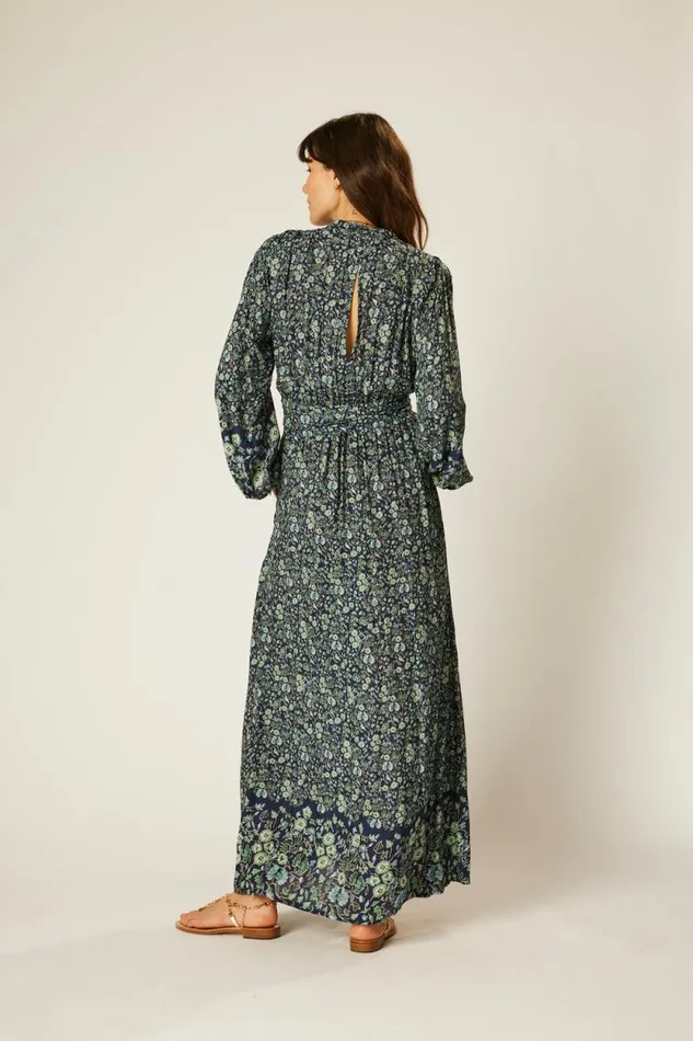 Dresses Shop Natalie Martin NICO LS MAXI WITH SASH Petite Fleur Marine