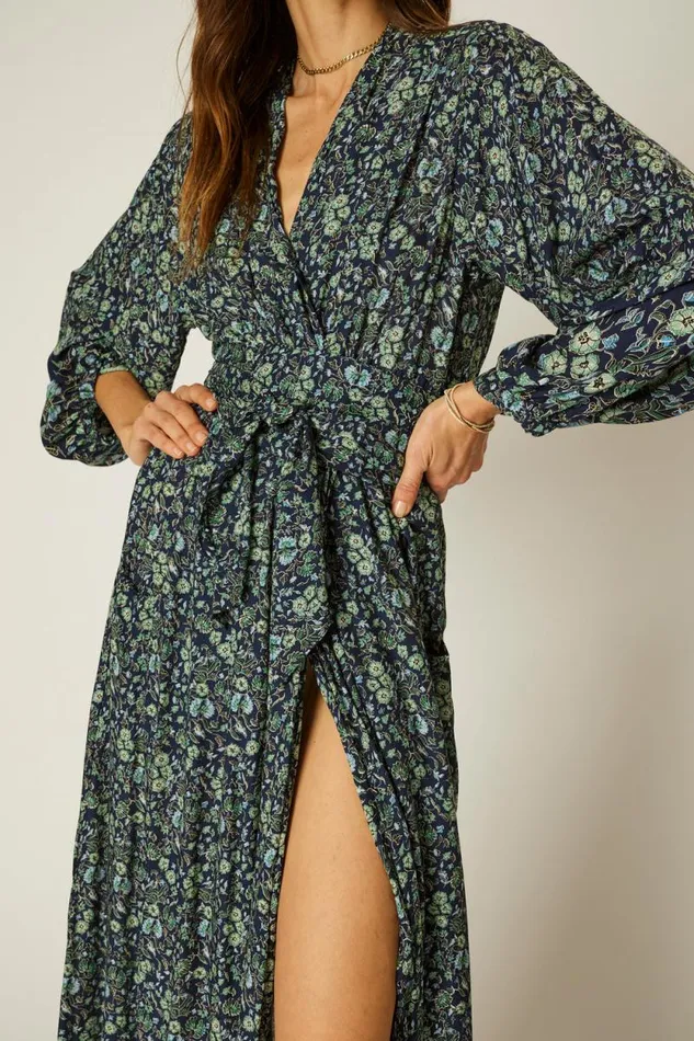 Dresses Shop Natalie Martin NICO LS MAXI WITH SASH Petite Fleur Marine
