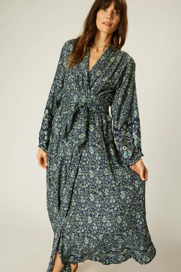 Dresses Shop Natalie Martin NICO LS MAXI WITH SASH Petite Fleur Marine