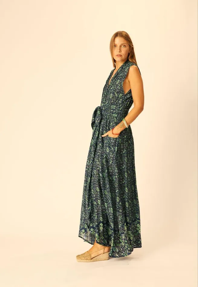 Dresses Shop Natalie Martin NICO SLEEVELESS MAXI Petite Fleur Marine
